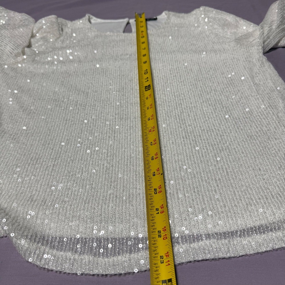 Cable & Gauge White Sequin Blouse Top Women's‎ Size Large - Picture 7 of 7